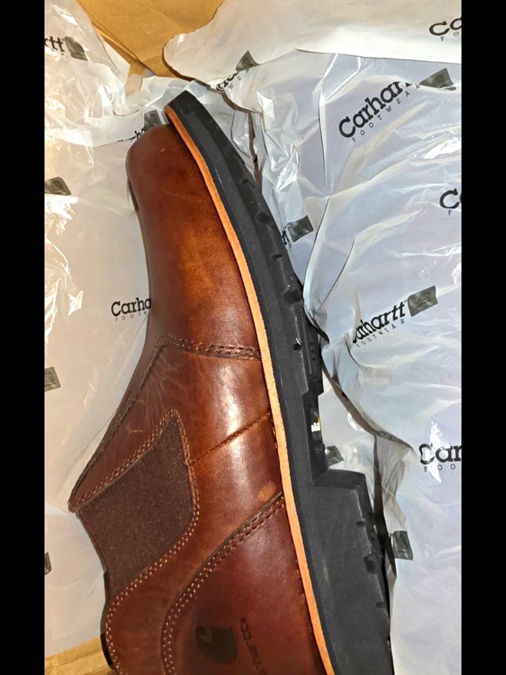 Carhartt Chelsea 3603 Men’s Slip-On Work Boots Brown Leather 10EE Wide